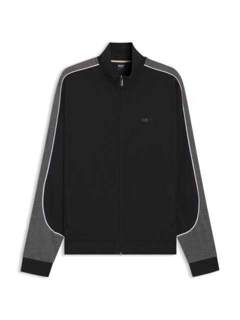 CONTRAST-DETAIL ZIP-UP JACKET IN A COTTON BLEND