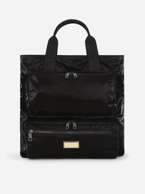 Dolce & Gabbana Nero Sicilia dna nylon shopper with branded tag