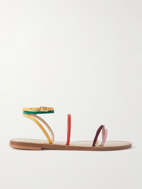 AMANU The Constantia leather-trimmed suede sandals Red