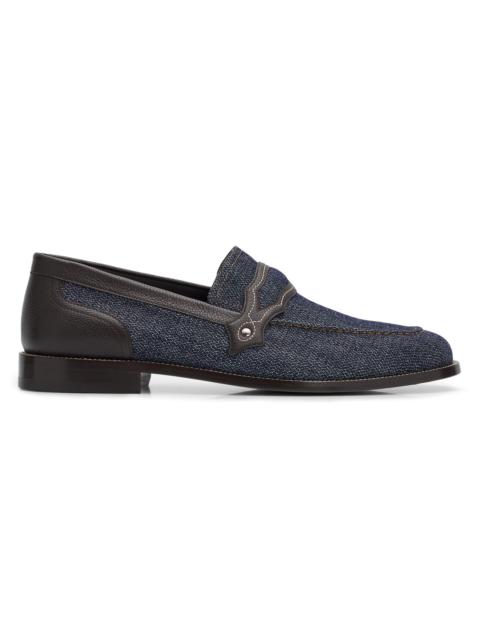 Manolo Blahnik Men's Alamo Denim & Leather Loafers - Dark Blue