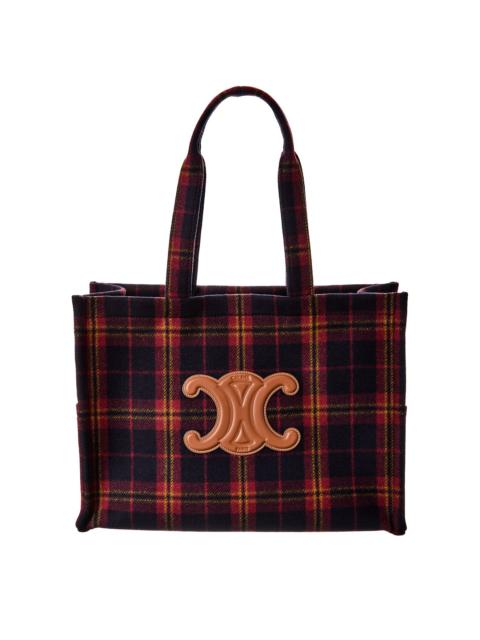 CELINE CELINE Cabas Thais Large Tartan & Leather Tote