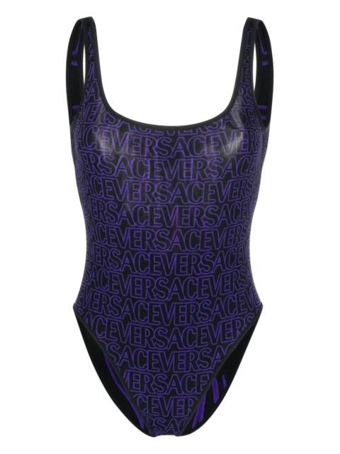 VERSACE logo-print low-back reversible swimsuit