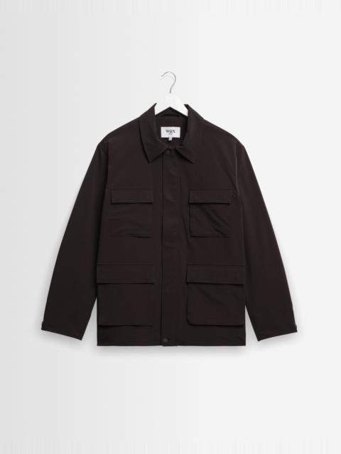 Wax London Fairfax - Dark Brown Technical Canvas Field Jacket