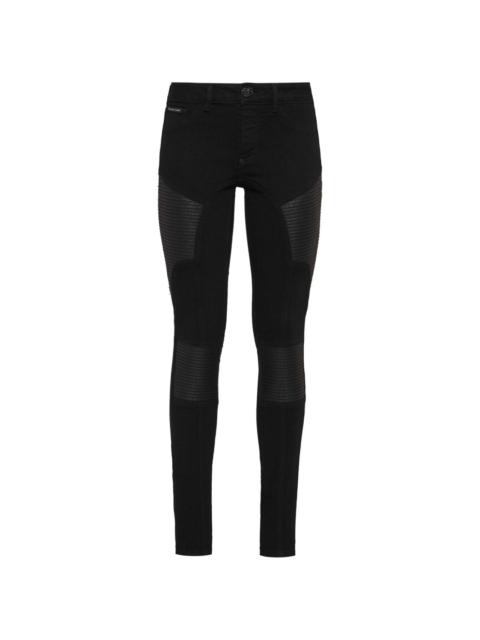 panelled low-rise skinny jeans