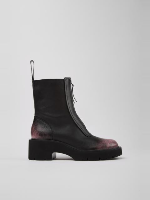CAMPER Milah Black and Pink Leather Mid Boots for Women.