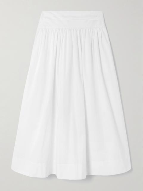 POSSE Rue Pleated Cotton-poplin Midi Skirt