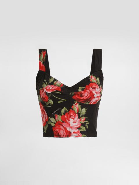 Dolce & Gabbana Rose bouquet-print cotton bustier top