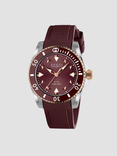 GUCCI Women's Dive Stainless Steel & Rubber Strap Watch/36MM - Red Burgundy Steel