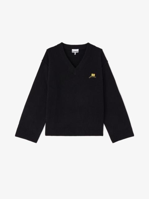 GANNI WOOL MIX V-NECK SWEATER