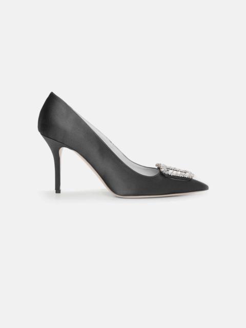 EMILIA WICKSTEAD Sophia Jewel Buckle Shoe In Black Satin