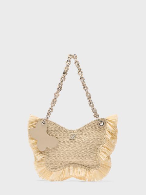 Blumarine BUTTERFLY RAFFIA SHOULDER BAG