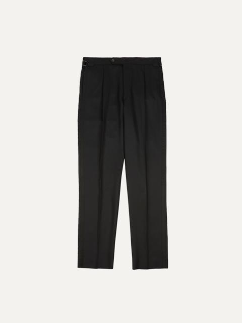 Drake's Black Barathea Wool Dinner Trousers