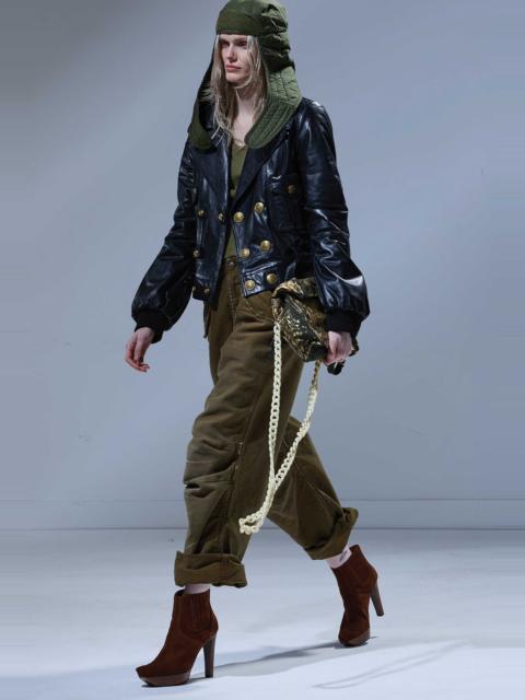 R13 RELAXED LEATHER PEACOAT