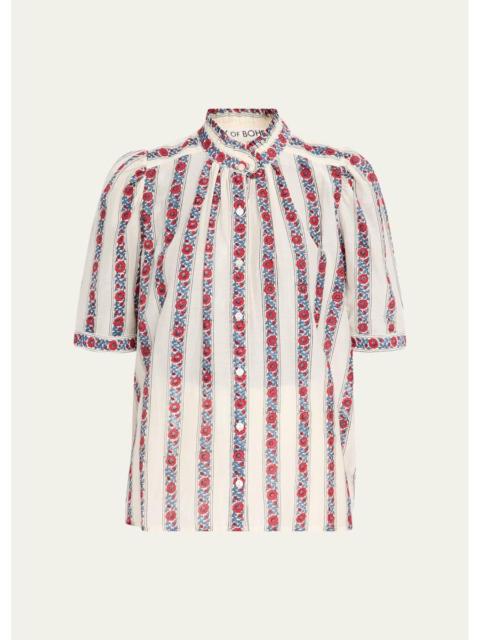 ALIX OF BOHEMIA Winnie Roseband Puff-Sleeve Blouse