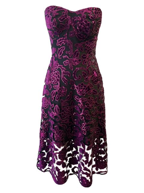 Dress The Population Women's Sadie Lace Strapless Cocktail Dress - Midnight Plum Black