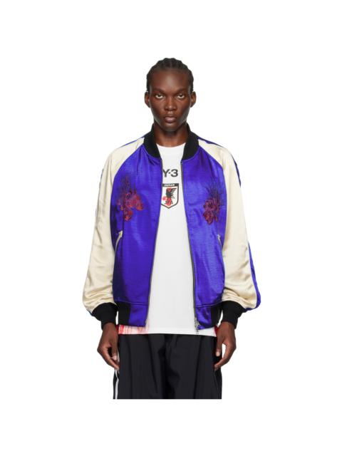 Y-3 Blue & Black JFA Edition Souvenir Reversible Bomber Jacket