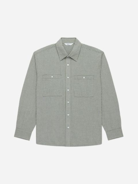 3sixteen Commuter Shirt - Olive Seersucker Stripe