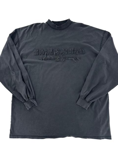 BALENCIAGA Inside Out Vintage BB Long-Sleeve Tee "Washed Black" 818141 TSVA2 1041
