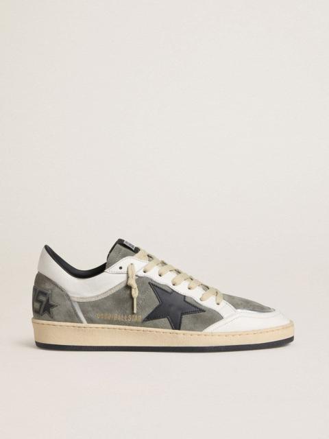 Golden Goose Men's Ball Star in gray suede with black leather star and white nappa leather inserts