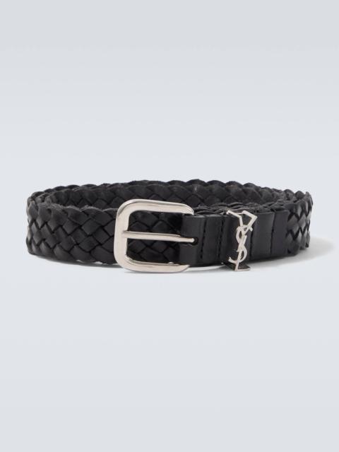 SAINT LAURENT Cassandre woven leather belt