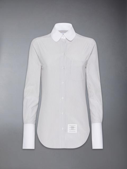 Thom Browne University Stripe Cotton Silk Round Collar Shirt