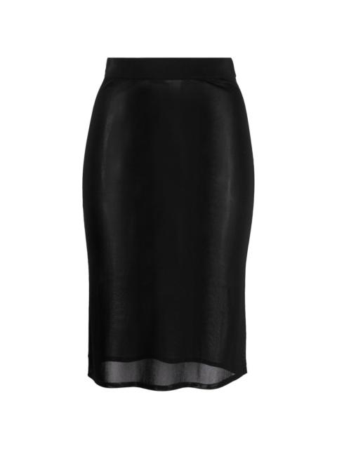 high-waisted knee-length skirt