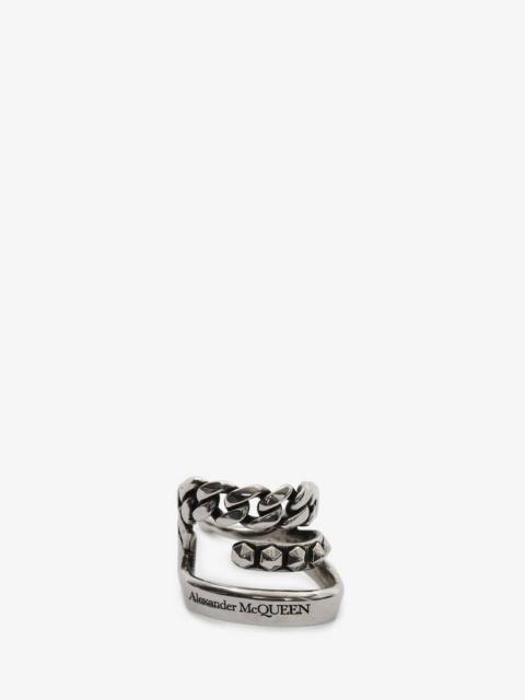 Alexander McQueen Punk Stud Ear Cuff in Antique Silver