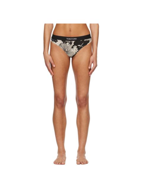 Off-White & Black Floral Thong