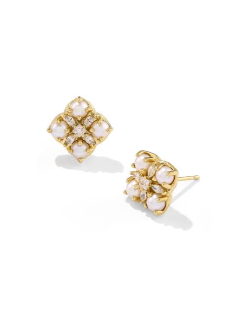 KENDRA SCOTT Dira Pearl Gold Stud Earrings