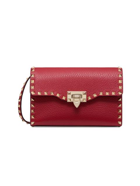 Valentino Women's Small Rockstud Grainy Calfskin Crossbody Bag - Rosso Red