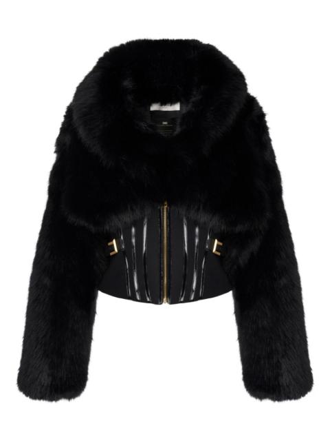 ELISABETTA FRANCHI fur-effect corset jacket