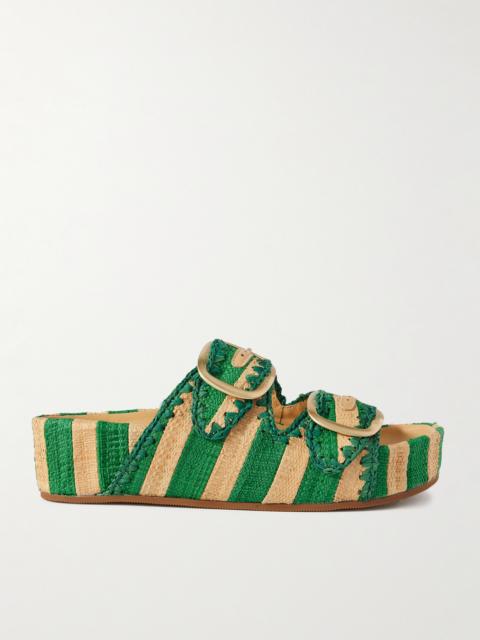 LOEFFLER RANDALL Theo Two-tone Raffia Sandals