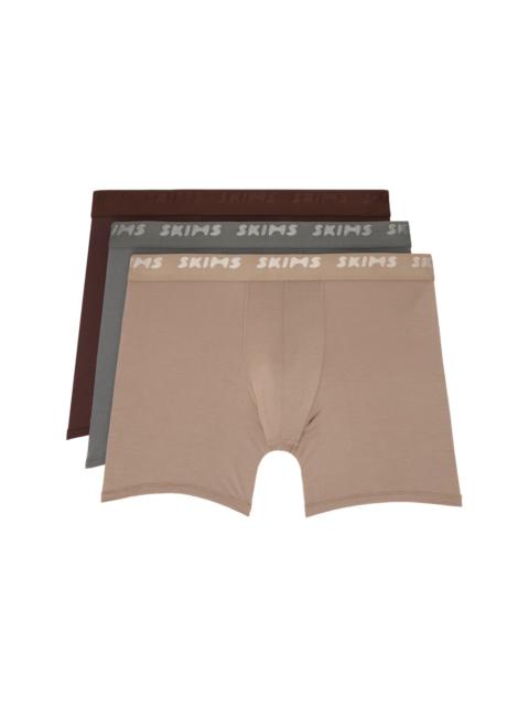 SKIMS Three-Pack Multicolor SKIMS Stretch 5" Boxer Briefs