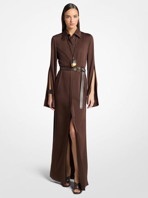 MICHAEL KORS COLLECTION Techno Satin Slit-Sleeve Shirtdress