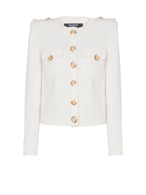 Balmain Cropped cotton canvas jacket