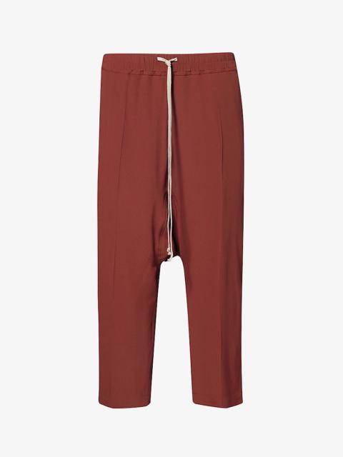 Dropped-crotch straight-leg high-rise woven trousers