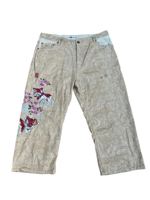 Other Designers Japanese Brand - Karakuri Tamashi Koi Fish Embroidered Floral Pants