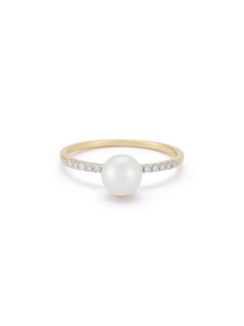 MATEO 14K Yellow Gold Diamond, Pearl Ring white