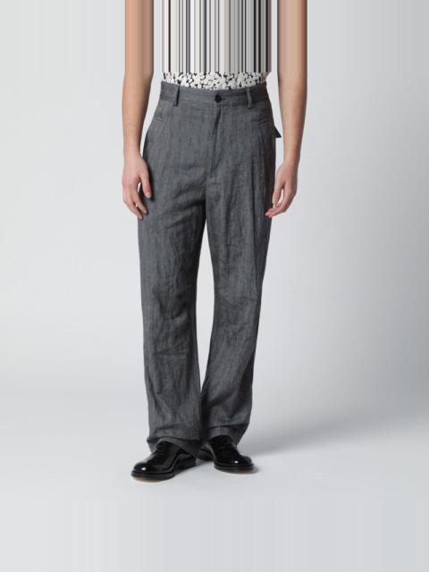 Dries Van Noten Black Herringbone Trousers