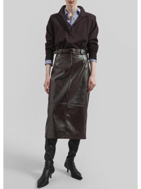 The Frankie Shop Taney Crackled Pencil Skirt - Brown
