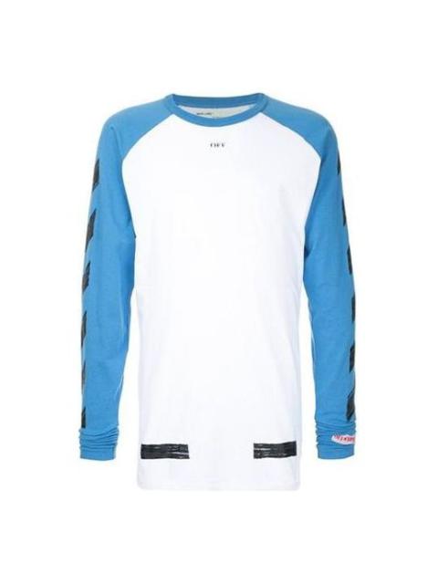 Men's Off-White Raglan Sleeve Colorblock Paint Arrow Long Sleeves Colorblock T-Shirt OMAB008F1718503