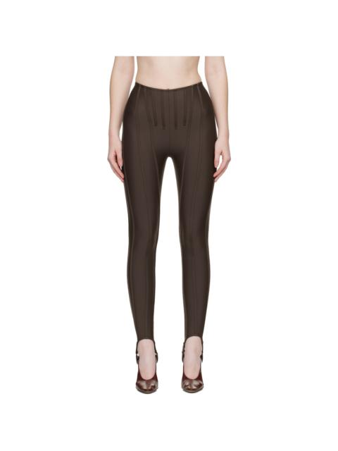 MUGLER SSENSE Exclusive Brown Corseted Leggings
