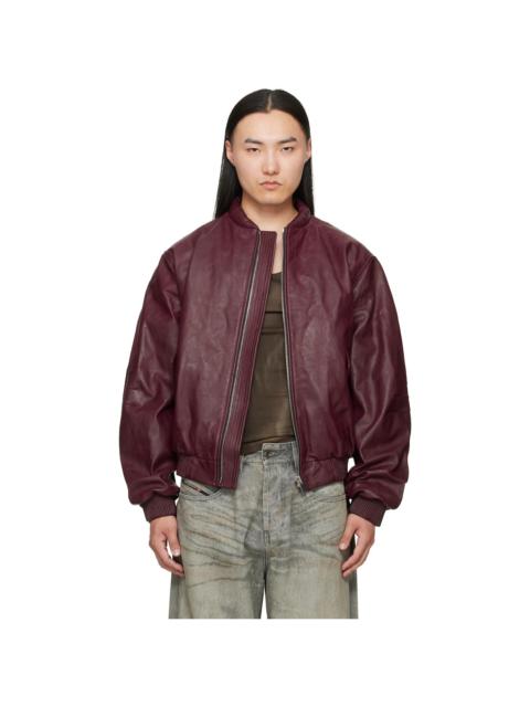 424 Red Leather Bomber Jacket