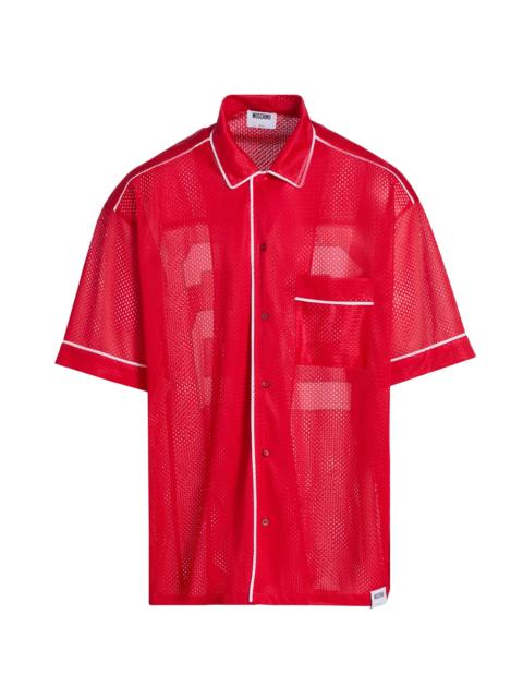 Moschino Men's Mesh Camp Shirt - Red