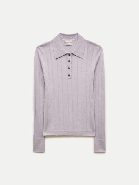 J.CREW Long-sleeve sweater-polo in merino-silk blend