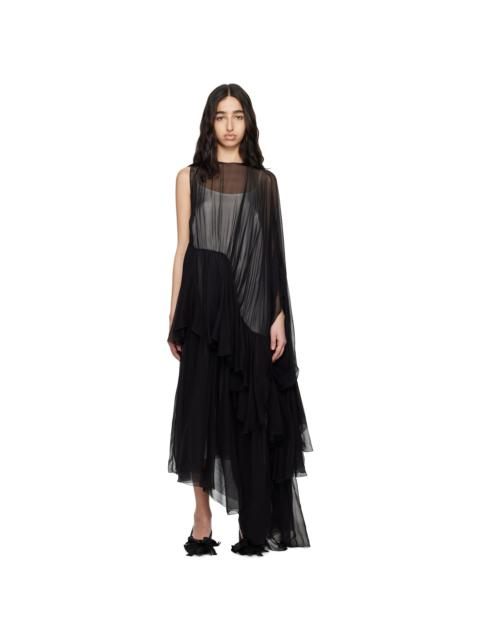 ALAINPAUL Black & White Extended Ruffle Maxi Dress