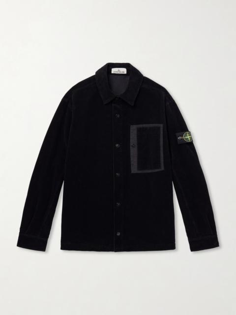 Stone Island Logo-Appliquéd Garment-Dyed Cotton-Corduroy Shirt