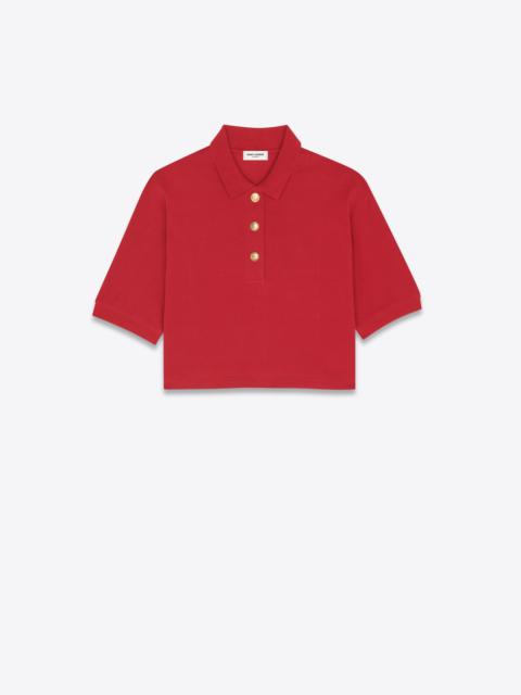 SAINT LAURENT cropped polo shirt in cotton piqué