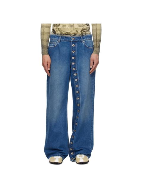 Jean Paul Gaultier Blue 'The Buttoned Denim' Jeans