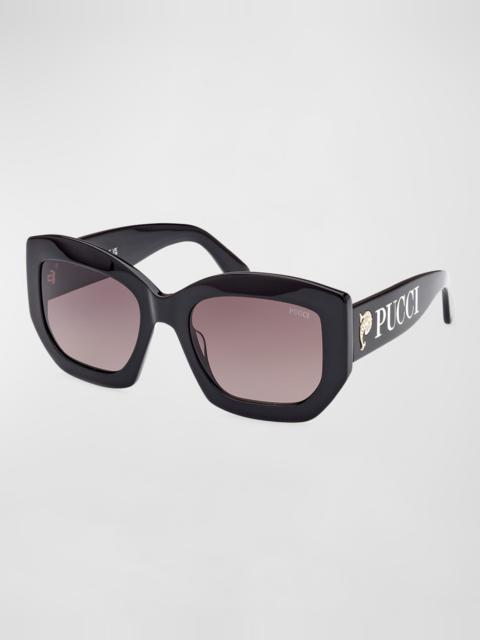 EMILIO PUCCI Oversized Logo Acetate & Metal Sunglasses